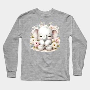 Funny Elephant Boho Babies A Whimsical Watercolor Gathering Long Sleeve T-Shirt